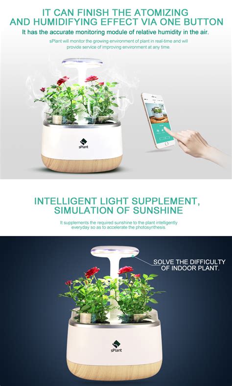 sPlant Smart Fresh Herb Garden Kit Intelligent Indoor Sprout LED Light Garden Four Flower Pot ...