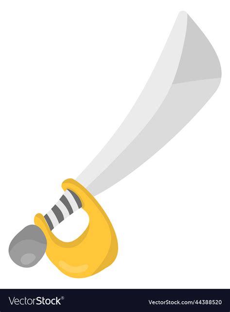 Cutlass Icon Cartoon Pirate Sword Curved Blade Vector Image