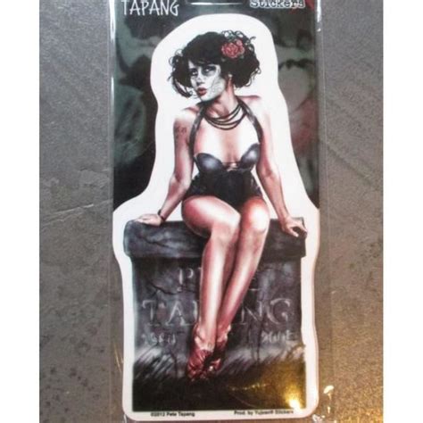 Sticker Pin Up Muerte En Corset Noir Assise Autocollant Style Tattoo