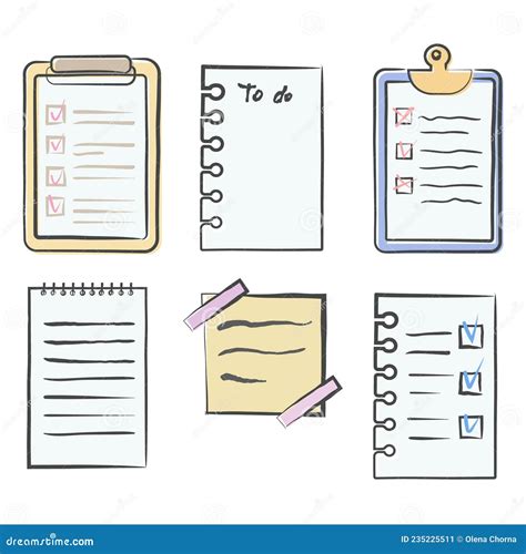 Checklist Doodle Vector Set Hand Drawn Sketch Style Stock Vector