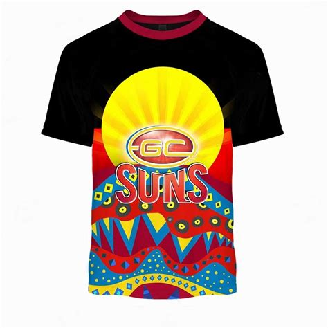 Afl Gold Coast Suns Dinky Di Lover Aboriginal Flag X Indigenous T Shirt