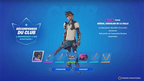 NOUVEAU SKIN KIÉRAN CHEVALIER DE LA FAILLE CLUB DE FORTNITE YouTube