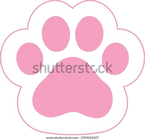 Cat Paw Pink White Color Cute Stock Vector (Royalty Free) 2394656327 ...