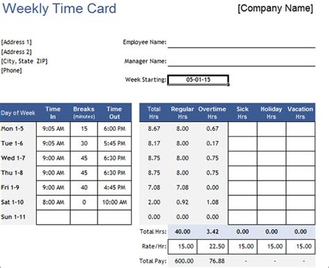 Time Card Calculator Excel Template free download programs - oltracker