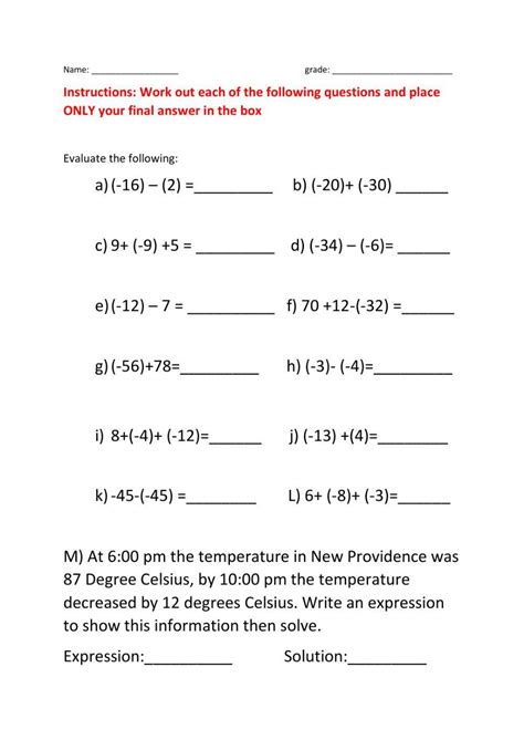 Adding Positive And Subtracting Integers Integer Worksheets