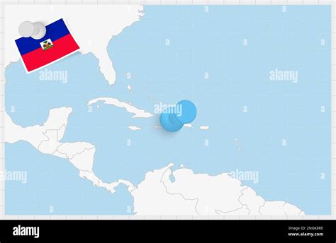 Map Of Haiti With A Pinned Blue Pin Pinned Flag Of Haiti Vector