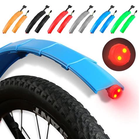 Telescopic Folding Bicycle Fender Set Taillight Mtb Mudguard Front Rear