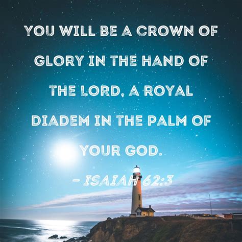 Isaiah 623 You Will Be A Crown Of Glory In The Hand Of The Lord A