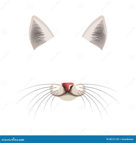 Cat Animal Face Filter Template Video Chat Photo Effect Vector Isolated ...