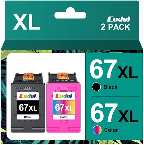 Eudul 67xl Ink Cartridges Black Color Combo Pack Replacement For Hp Ink 67 67xl For