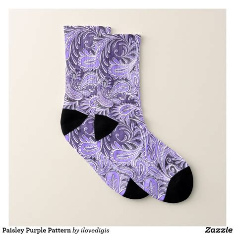 Paisley Purple Pattern Socks Purple Pattern Patterned Socks Art Socks