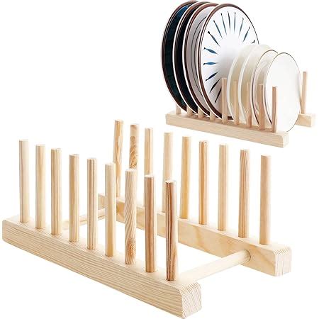 Mein Herz Pcs Bamboo Rack Kitchen Wood Bamboo Holder Dish Storage