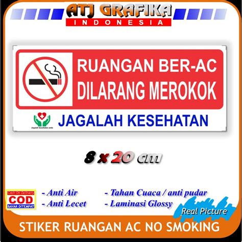 Jual Stiker Ruangan Ber Ac Dilarang Merokok Sticker Kesehatan Udara