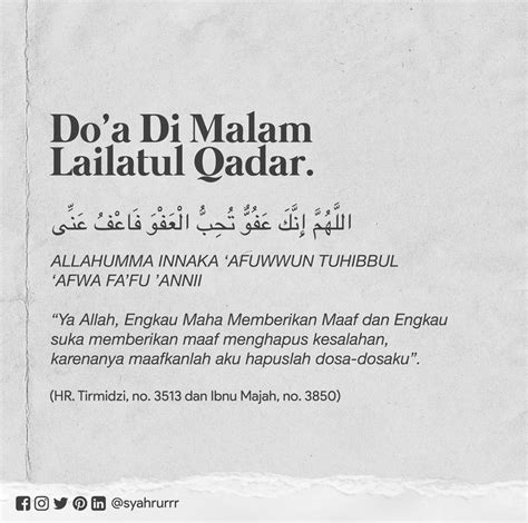 Doa Yang Diajarkan Rasulullah Pada Malam Lailatul Qadar Hadits Yang