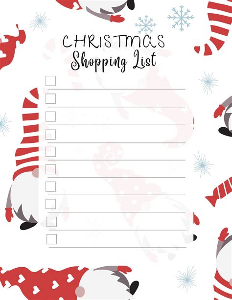 Christmas Shopping List Printable - Etsy