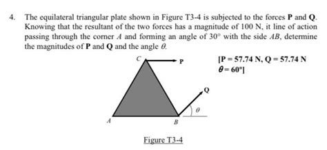 Solved 4 The Equilateral Triangular Plate Shown In Figure