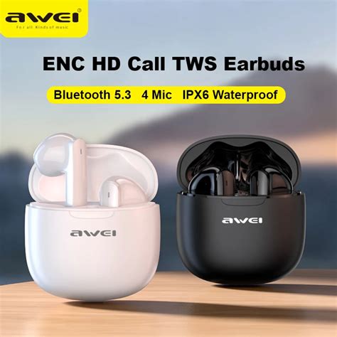 Awei-T68-ENC-Wireless-Earphone-Noise-Cancelling-Bluetooth-5-3-Headphone ...