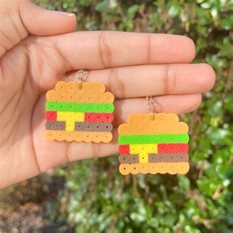 Burger Perler Bead Earrings - Etsy