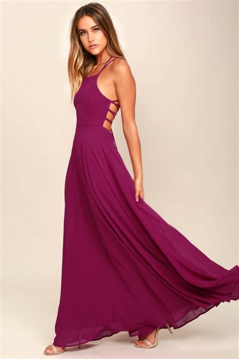 Strappy To Be Here Magenta Lace Up Maxi Dress Maxi Dress Bridemaid