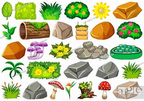 Set Of Isolated Objects Theme Nature Illustration Stock Vector