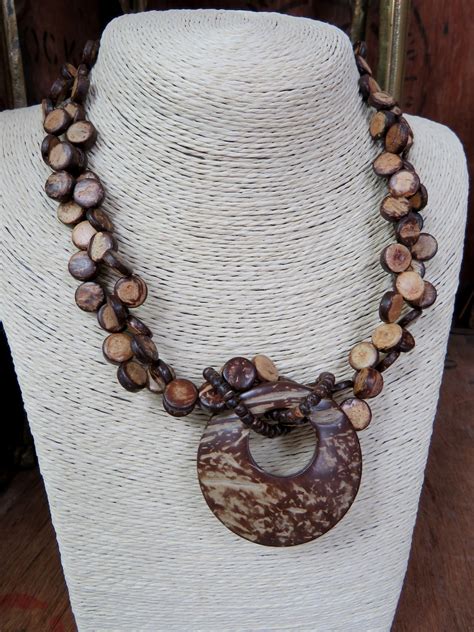 Coconut Shell Necklace Coconut Pendant Coconut Bead Etsy