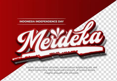 Texto de letras 3D del día de la independencia de Merdeka Indonesia