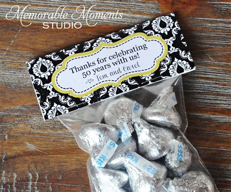 PRINTABLE CANDY BAG Labels Black and White Damask 50th Wedding - Etsy