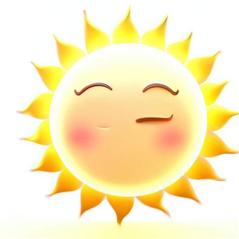 Um sol de desenho animado os olhos fechados e o sol está sorrindo