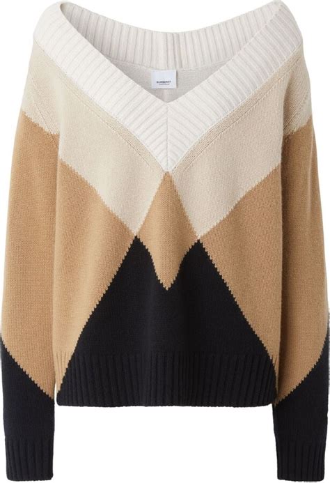 Burberry Intarsia Knit Pattern Jumper Shopstyle Sweaters