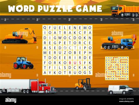 Construction Machinery And Industrial Transport Word Search Puzzle