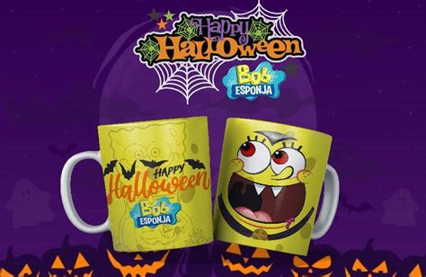 9 Plantillas Para Sublimar Tazas De Bob Esponja Halloween Con Editables