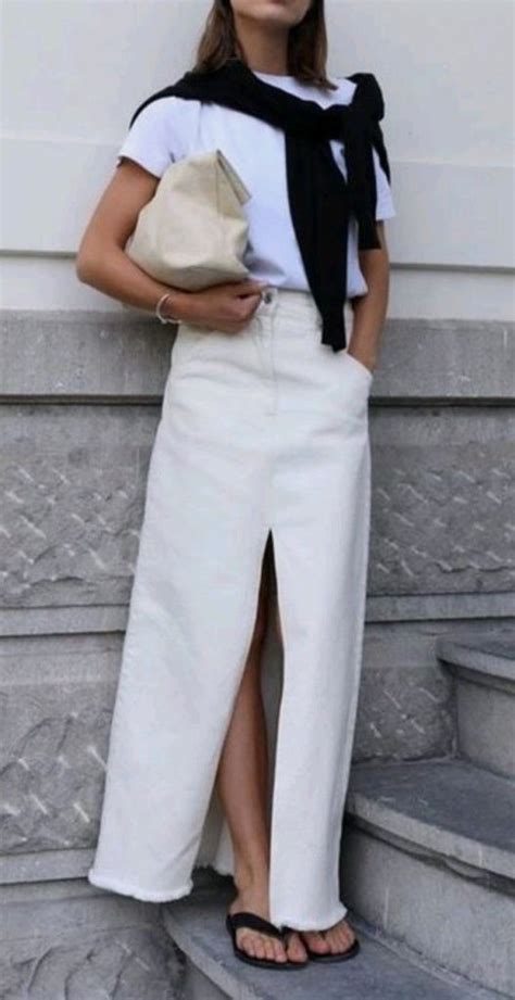 Long Denim Skirt Outfit Ideas The Gray Details