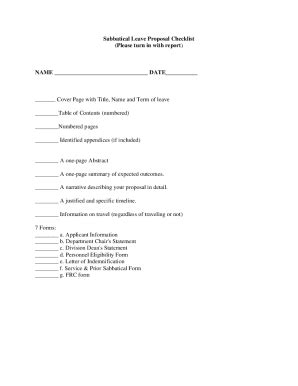 Fillable Online Checklist For Sabbatical Application Cover Sheet And