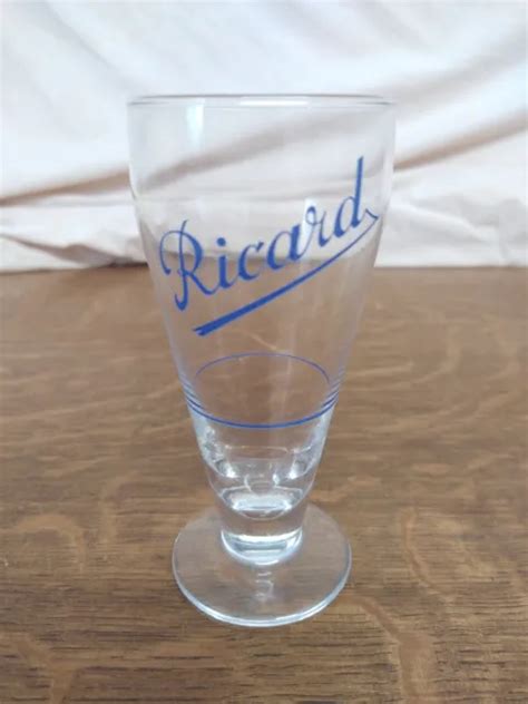 RARE ET ANCIEN Verre Ricard Model Tulipe Trait Doseur Bleu Annees 40 50