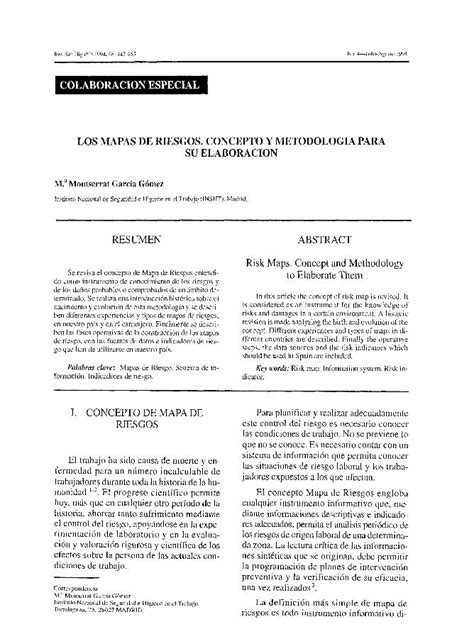 Pdf Mapas De Riesgo Concepto Y Metodolog A Para Su Elaboraci N