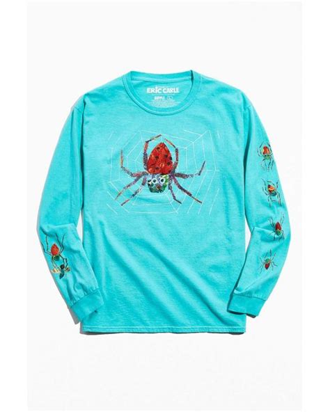 Urban Outfitters Eric Carle Very Busy Spider Long Sleeve Tee In Blue