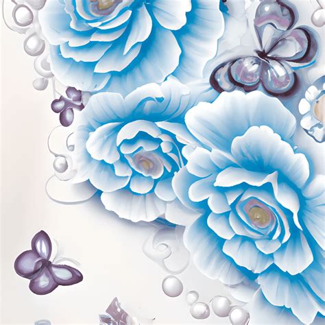 Navy Blue Flowers Pale White · Creative Fabrica