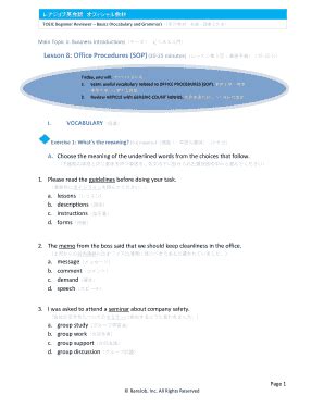 Fillable Online D1atgierv9op2 Cloudfront Lesson 8 Office Procedures SOP