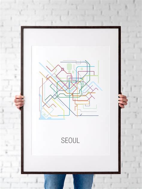 Seoul Metro Map Digital Printable Wall Art Print Download City Subway ...