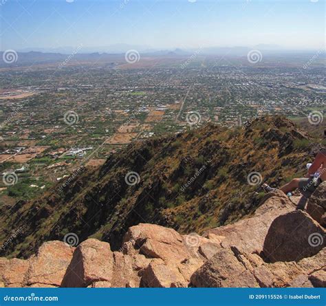 Camelback Mountain Hiking Trail with Some Tourists Stock Photo - Image ...