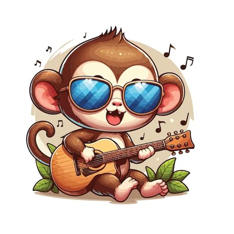 Premium Vector | Funny monkey playing guitar