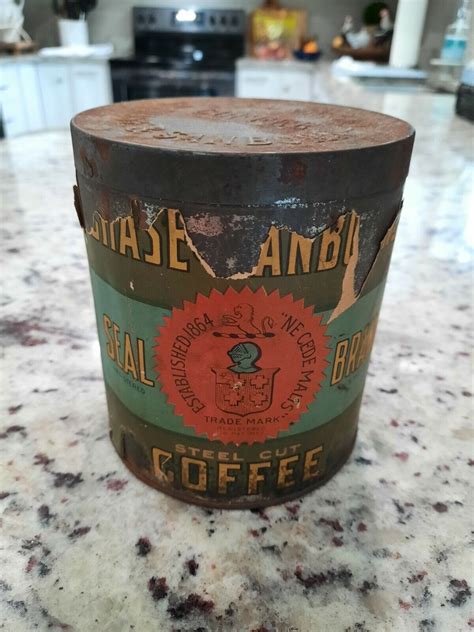 Antique Chase Sanborns Seal Brand Steel Cut Coffee Tin Ebay