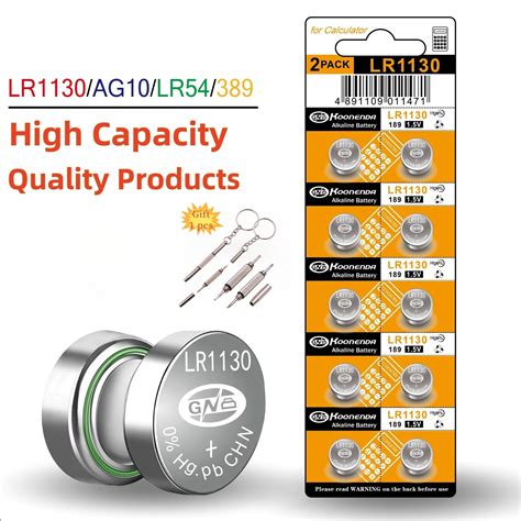 Ag10 Lr1130 Batteries 389a Lr1130 Lr54 L1131 Sr1130 155v High Capacity Button Cell Coin Battery