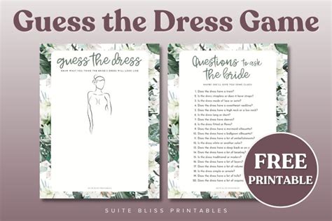 Guess The Dress Game Free Printable Bridal Shower Game