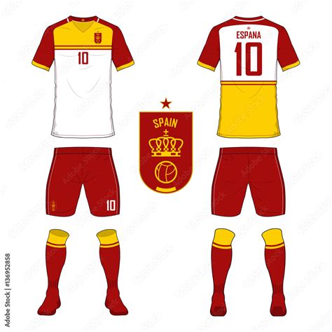 Set of soccer jersey or football kit template for Spain national ...