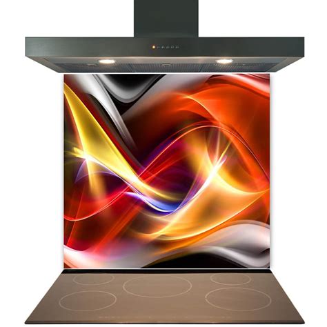 Kitchen Glass Splashback Toughened Tile Cooker Panel Any Size Red Gold ...