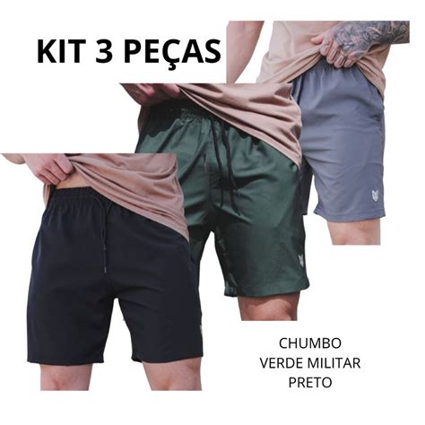 Kit Shorts Tactel Elastano Promo O Passeio Treino Academia Dia A