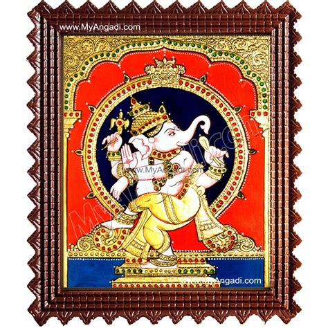 Dancing Ganesha Tanjore Painting Ganesha Tanjore Painting