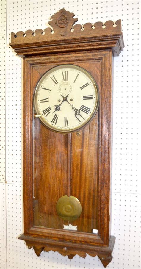 Waterbury “no 18” 2 Weight Oak Regulator Clockpricescom