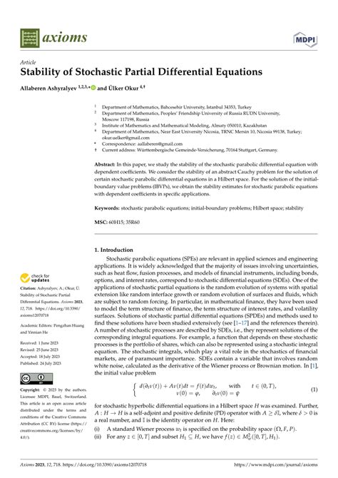 Pdf Stability Of Stochastic Partial Differential Equations